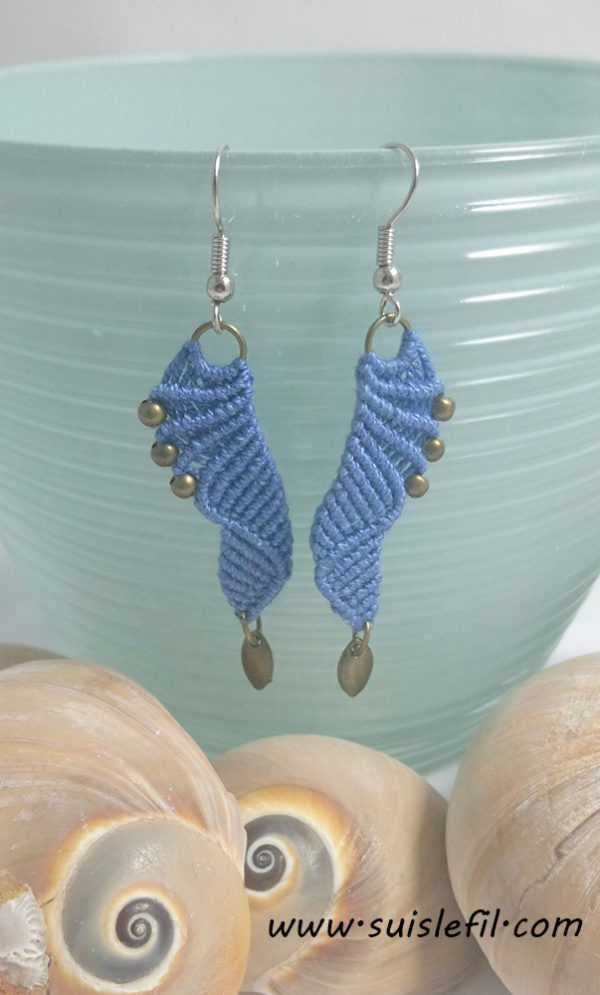 cornflower blue macrame earrings