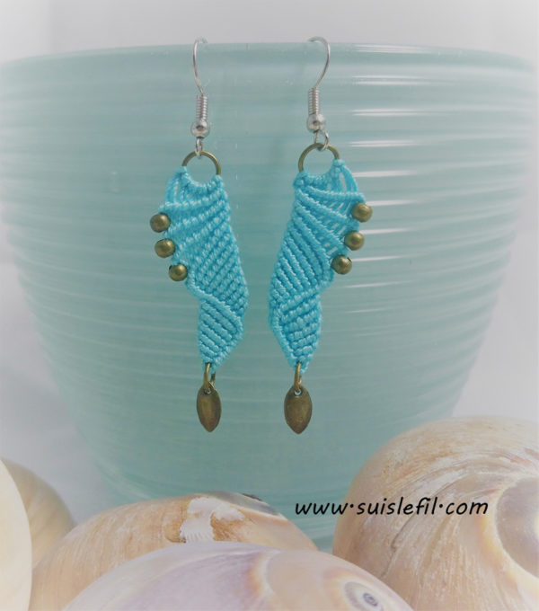 turquoise macrame earrings