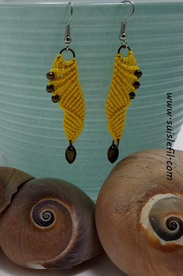 yellow macrame earrings