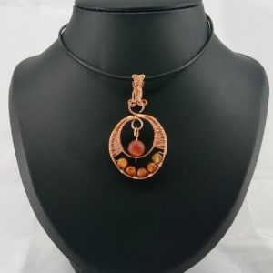 agate fire copper pendant