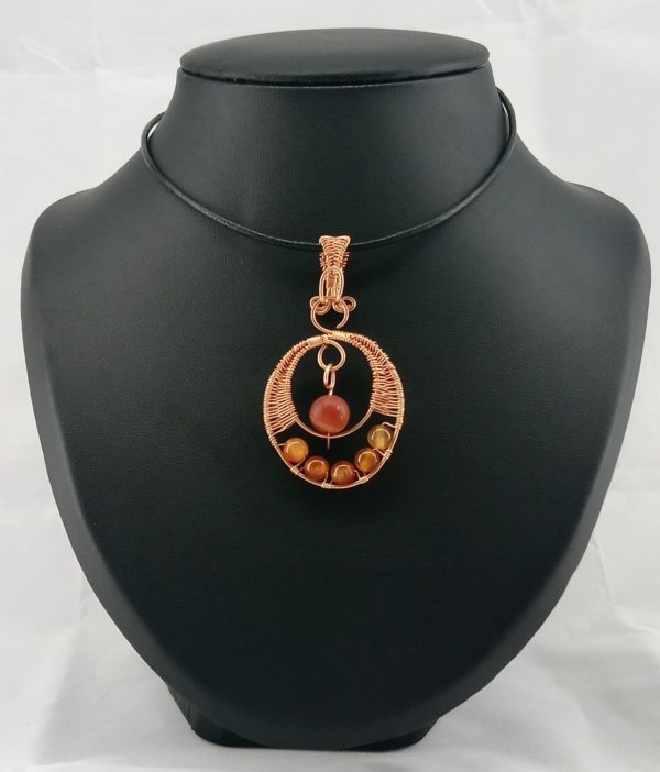 agate fire copper pendant