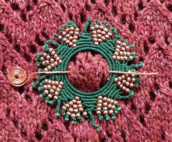 Green and copper hair pin
