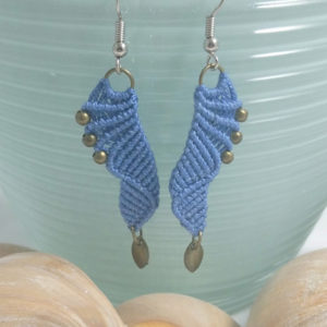 cornflower blue macrame earrings