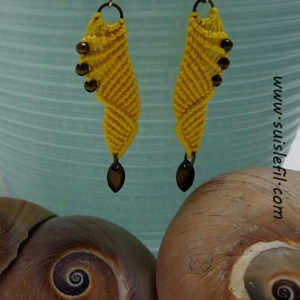 yellow macrame earrings