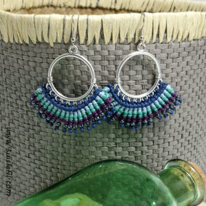 peacock macrame earrings